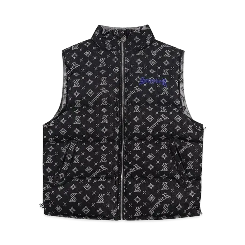 SUPPLIER Monogram Denim Puffer Vest "Black"