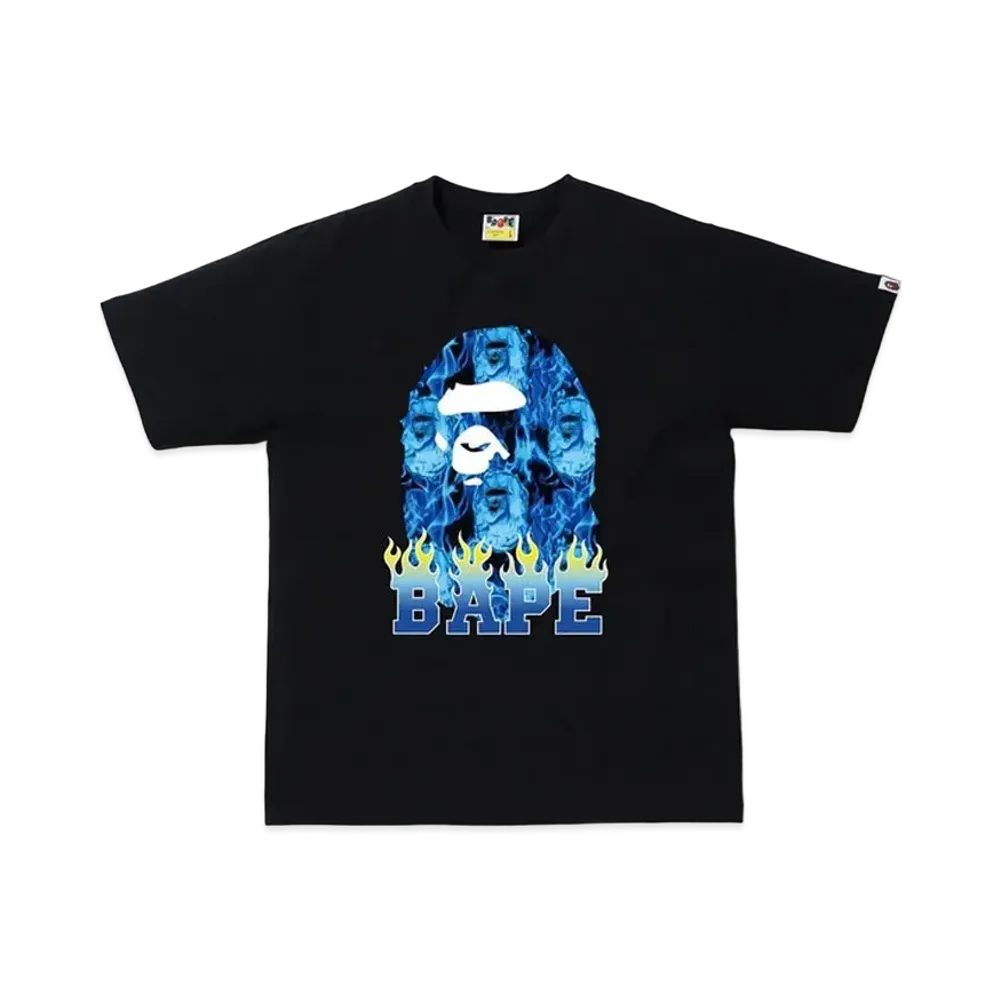A BATHING APE Ape Head Flame T-Shirt "Black/Blue"