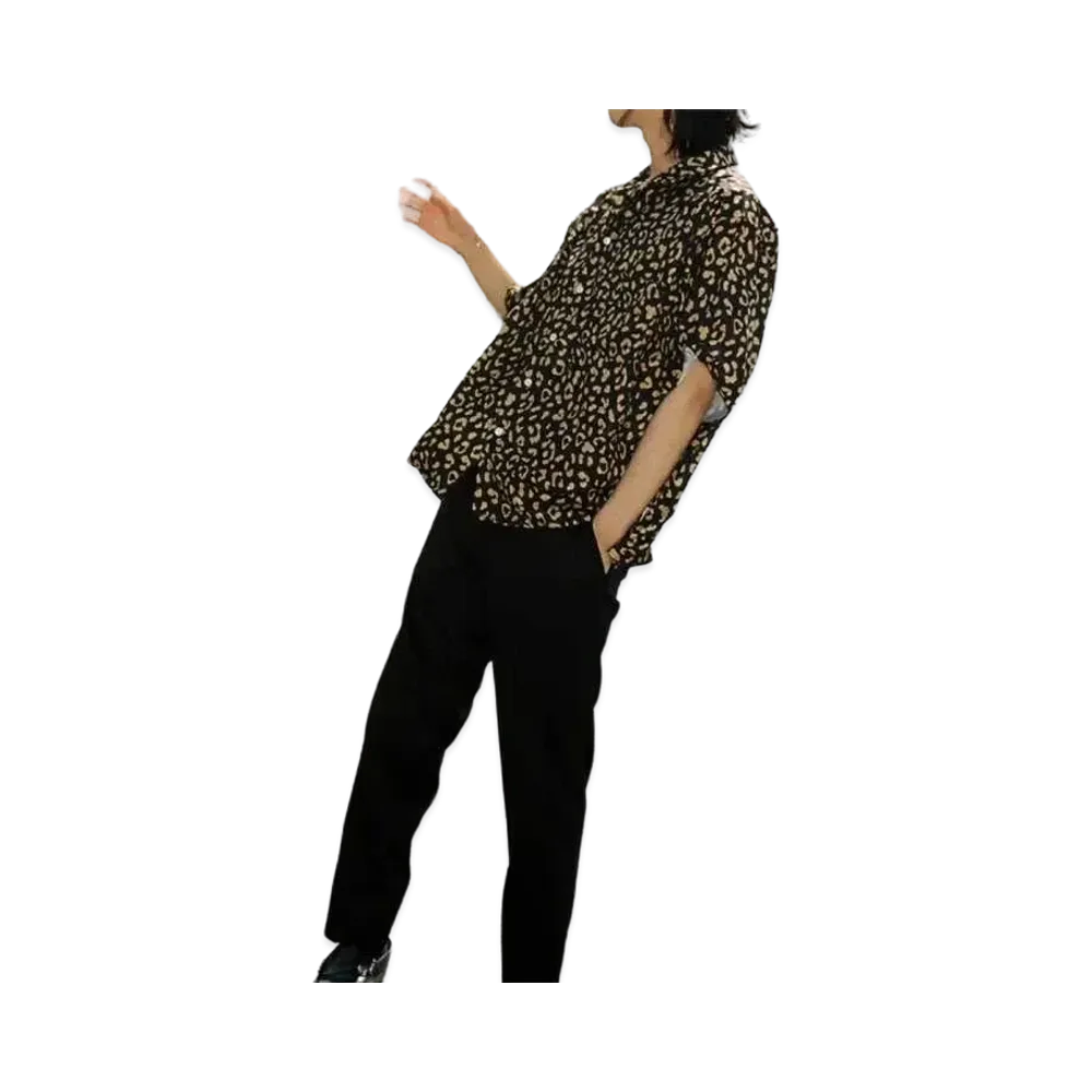 BADWAY BW Leopard Open Collar Shirt "BLACK"