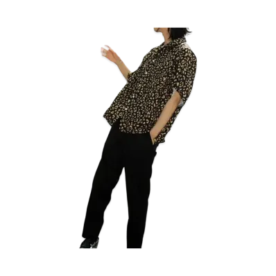 BADWAY BW Leopard Open Collar Shirt "BLACK"