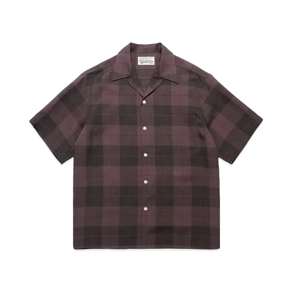 WACKO MARIA Check Open Collar Shirt "Purple"
