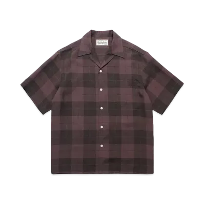 WACKO MARIA Check Open Collar Shirt "Purple"