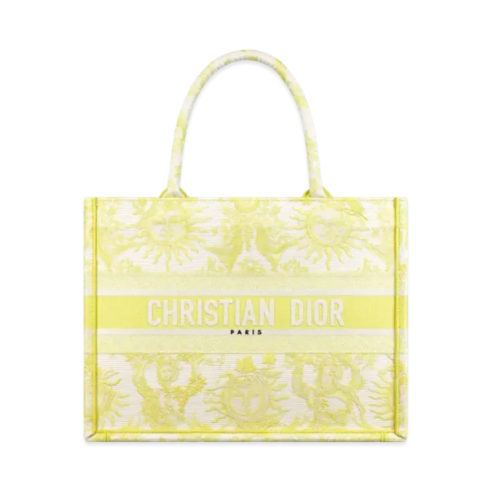 Dior Medium Dioriviera Dior Book Tote Toile de Jouy Soleil Embroidery "Lemon Yellow"