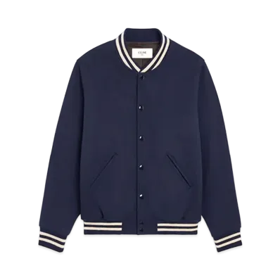CELINE Loose Varsity-Style Jacket / Wool "Blue Navy"