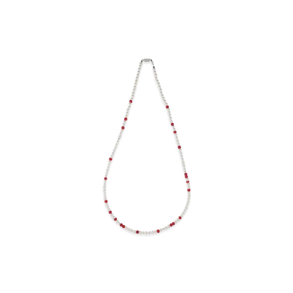 WIND AND SEA IVX Japan WDS Pearl & White Hearts Necklace "Red"