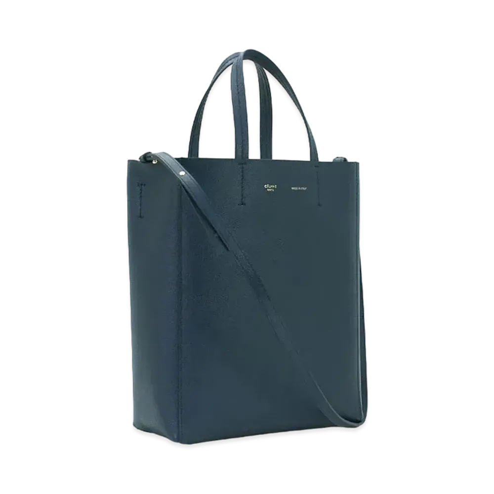 CELINE Vertical Cabas Small Leather Tote Bag "Abyss Blue"