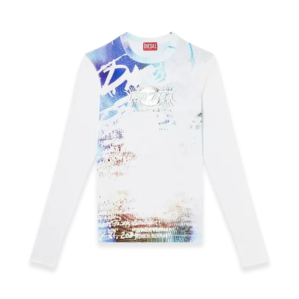 Diesel T-Ribber-LS-T3 Long-Sleeve T-Shirt With Graffiti Print "141A"