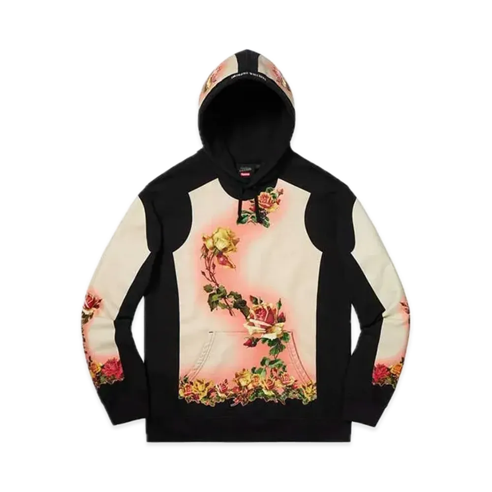 Supreme x Jean Paul Gaultier Floral Print Hooded Sweatshirt "Black"