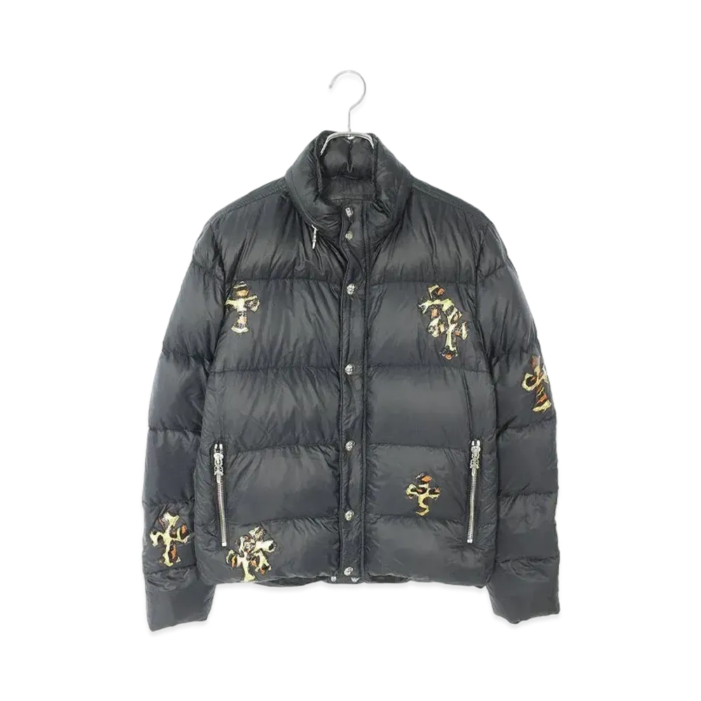 Chrome Hearts Stiff Leopard Cross Patch Nylon Down Jacket "Black"