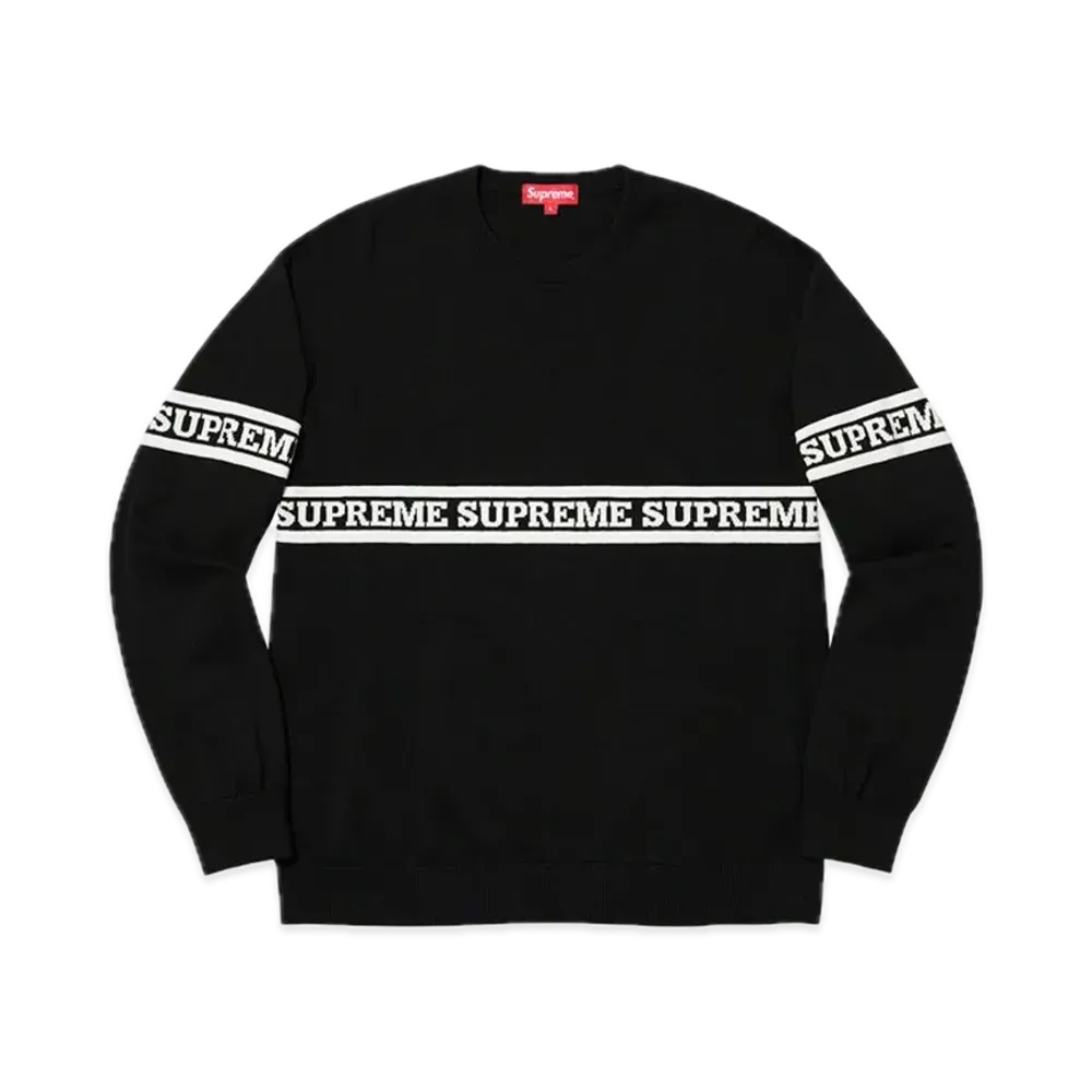 Supreme Logo Stripe Knit Top "Black"