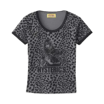 HYSTERIC GLAMOUR Hysteric's Guitar School Pattern Chibi T-Shirt "Charcoal Gray"