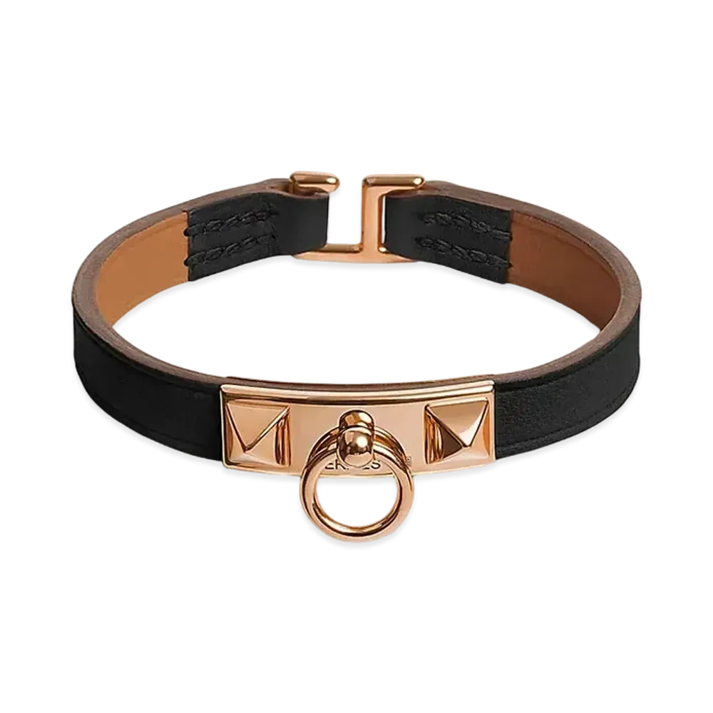Hermes Rivale Mini Bracelet "Noir/Pink Gold"
