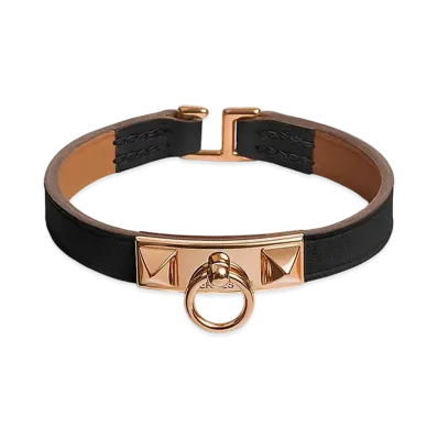 Hermes Rivale Mini Bracelet "Noir/Pink Gold"