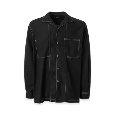 COMME des GARCONS HOMME Cotton Open Collar Shirt "Black"