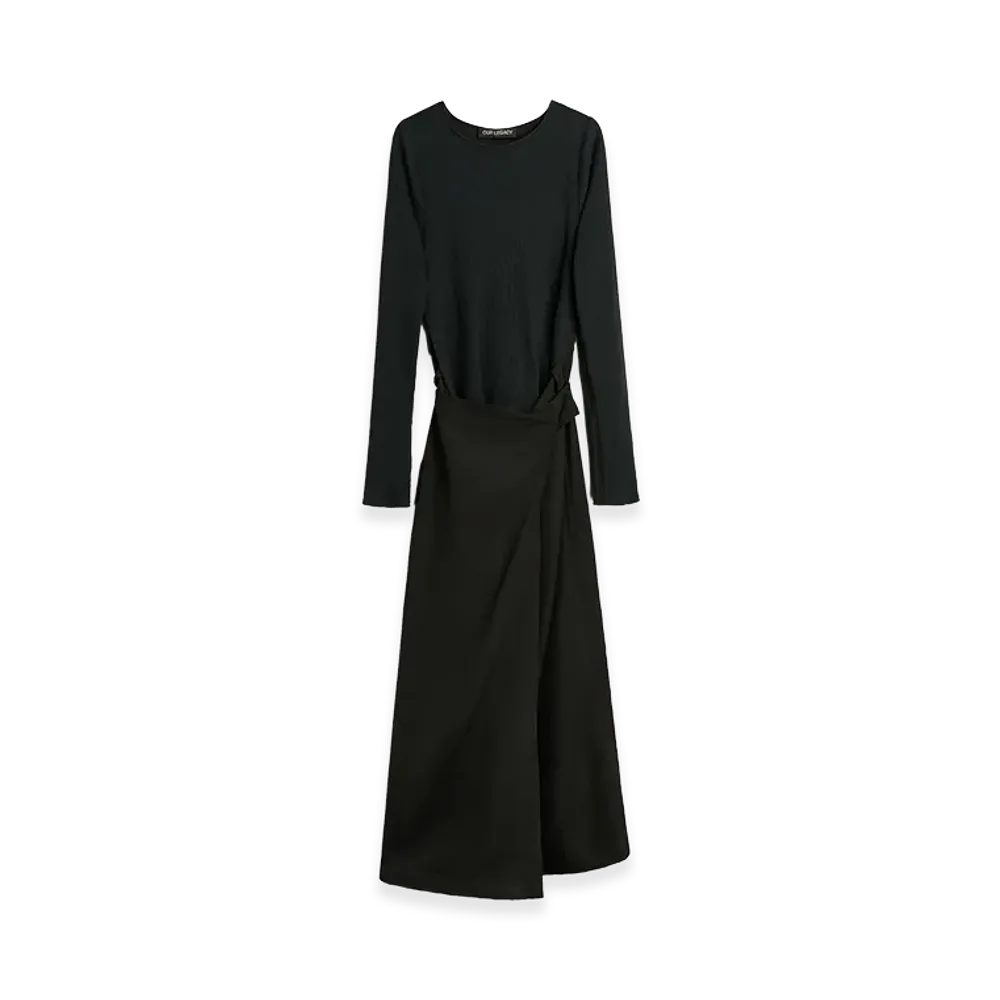 OUR LEGACY Women's Twisted Dress "Ashen Black Warmth Viscose"