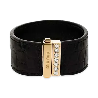 MIU MIU Crocodile Printed Leather Bracelet "Black"