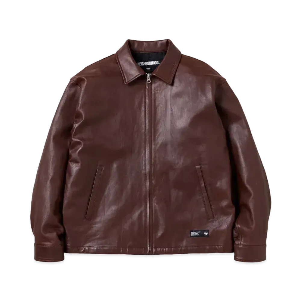 NEIGHBORHOOD Leather Zip Work Jacket "Brown"