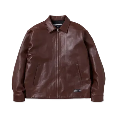 NEIGHBORHOOD Leather Zip Work Jacket "Brown"