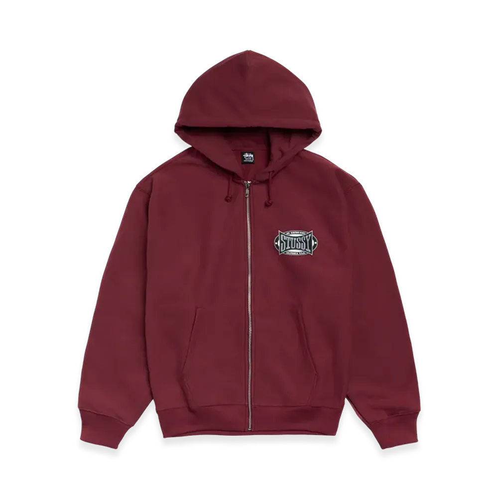 Stussy Champion Oval Zip Hoodie "Wine"