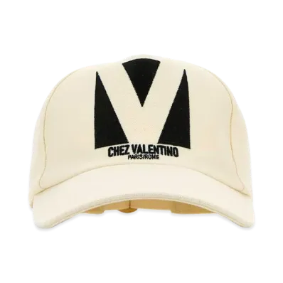 Valentino Cotton Baseball Cap "Ivory/White"