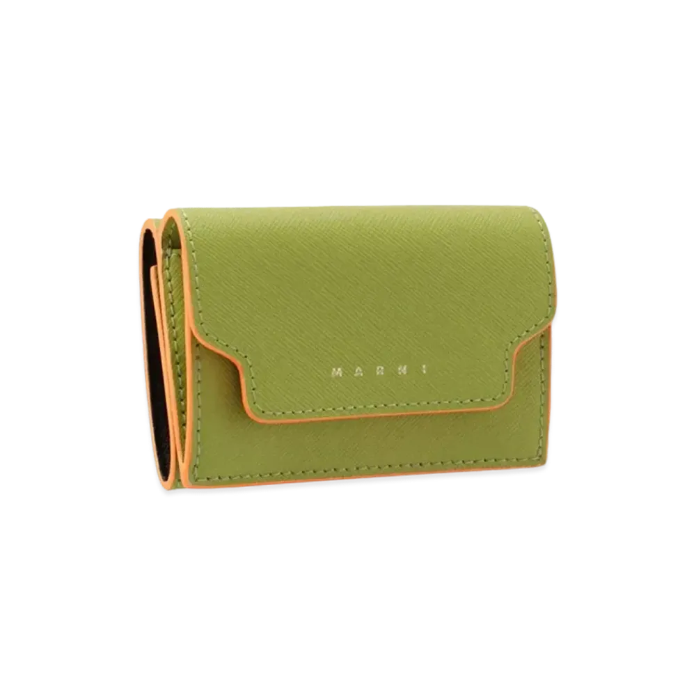 Marni Green Tri-Fold Saffiano Wallet "Lime"