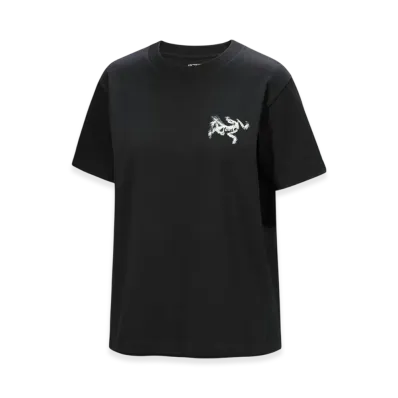ARC'TERYX Women's Kragg Cotton Bird Tile Crew SS "Black/Arctic Silk" X000009499