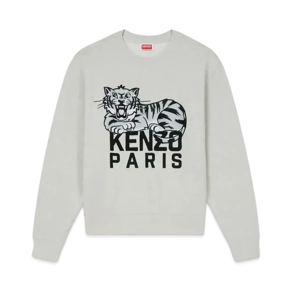 KENZO 'Happy Tiger' Embroidery Sweat "Pale Grey"