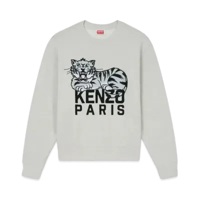 KENZO 'Happy Tiger' Embroidery Sweat "Pale Grey"