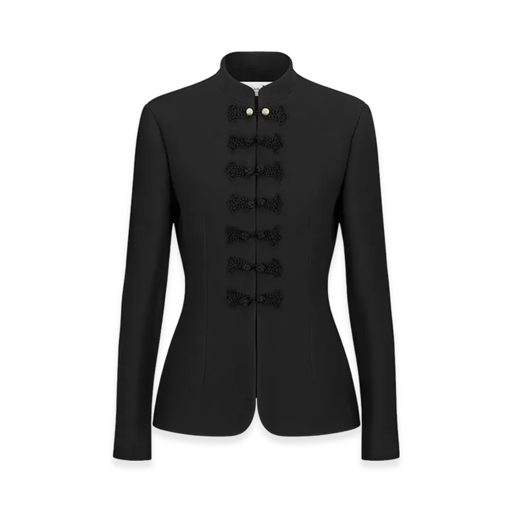 Dior Women's Brandenburg Fitted Jacket Wool Silk "Black"