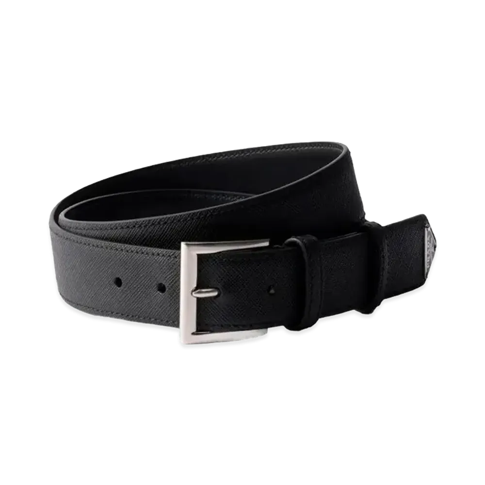 PRADA Saffiano Leather Belt "Black"
