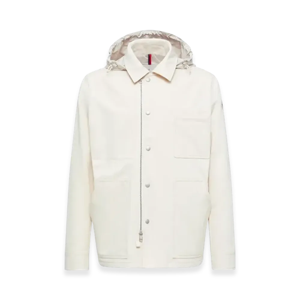 MONCLER Guerledan Hooded Cotton Shirt Jacket "White Ivory"