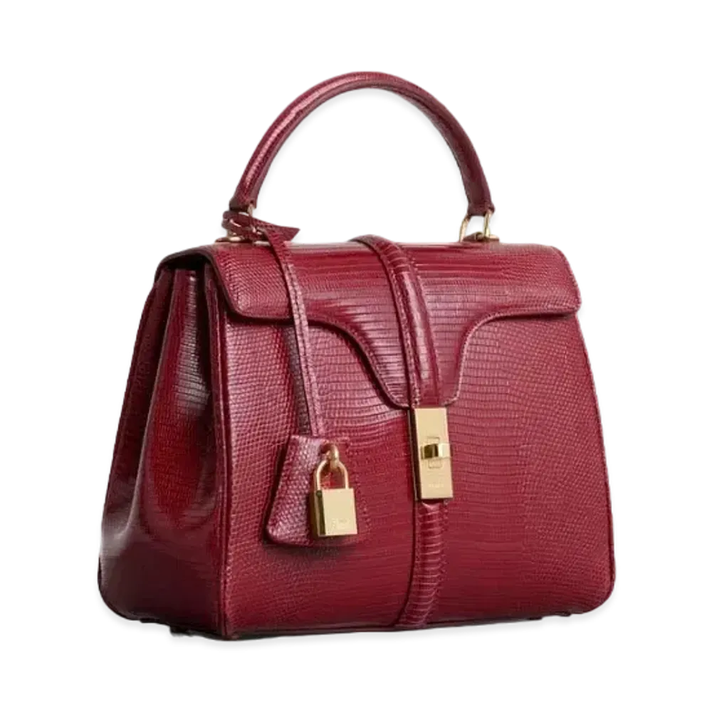 CELINE Small 16 Bag in Lizard "Light Burgundy"