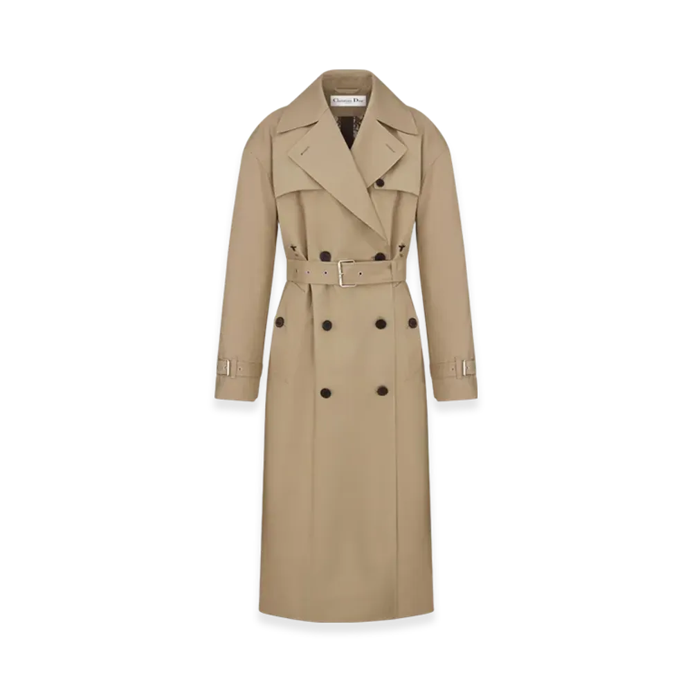 Dior Women's Cotton Gabardine Trench Coat "Beige"