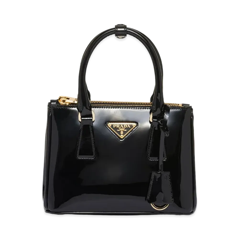 PRADA Galleria Patent Leather Mini Bag "Black"