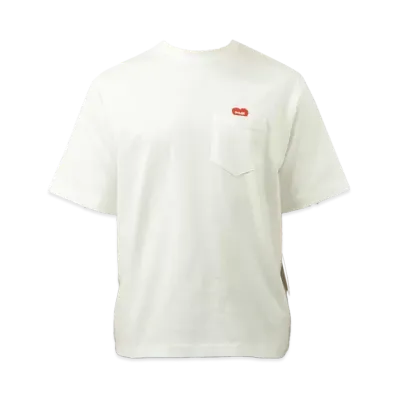 POLeR Fluffy Heart Relaxed Fit Pocket Crew Neck SS Tee "White"