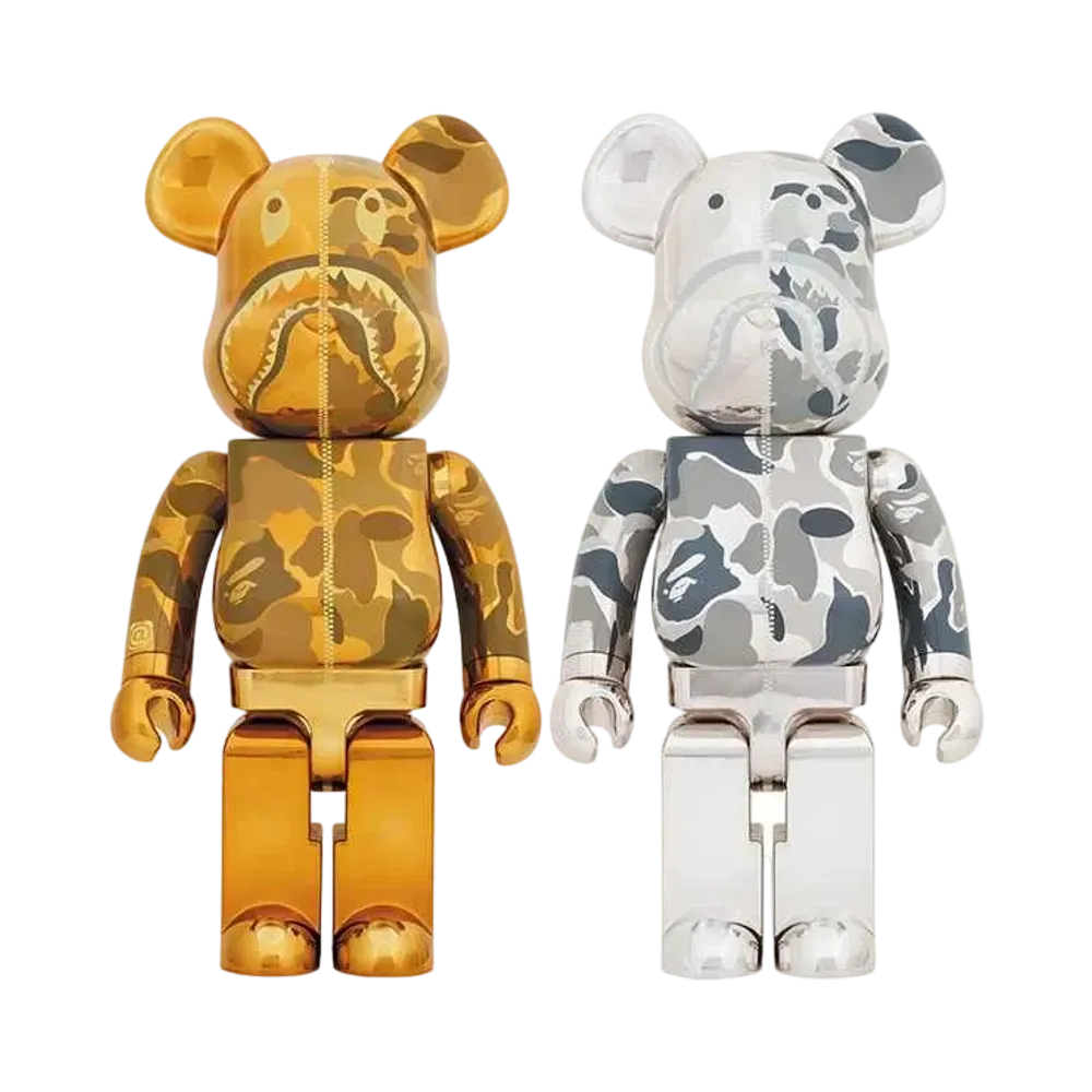 Bearbrick BAPE(R) CAMO SHARK 1000% SET GOLD / SILVER