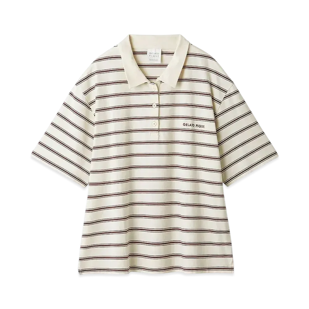 GELATO PIQUE Multi-Border Polo Shirt "Cream"