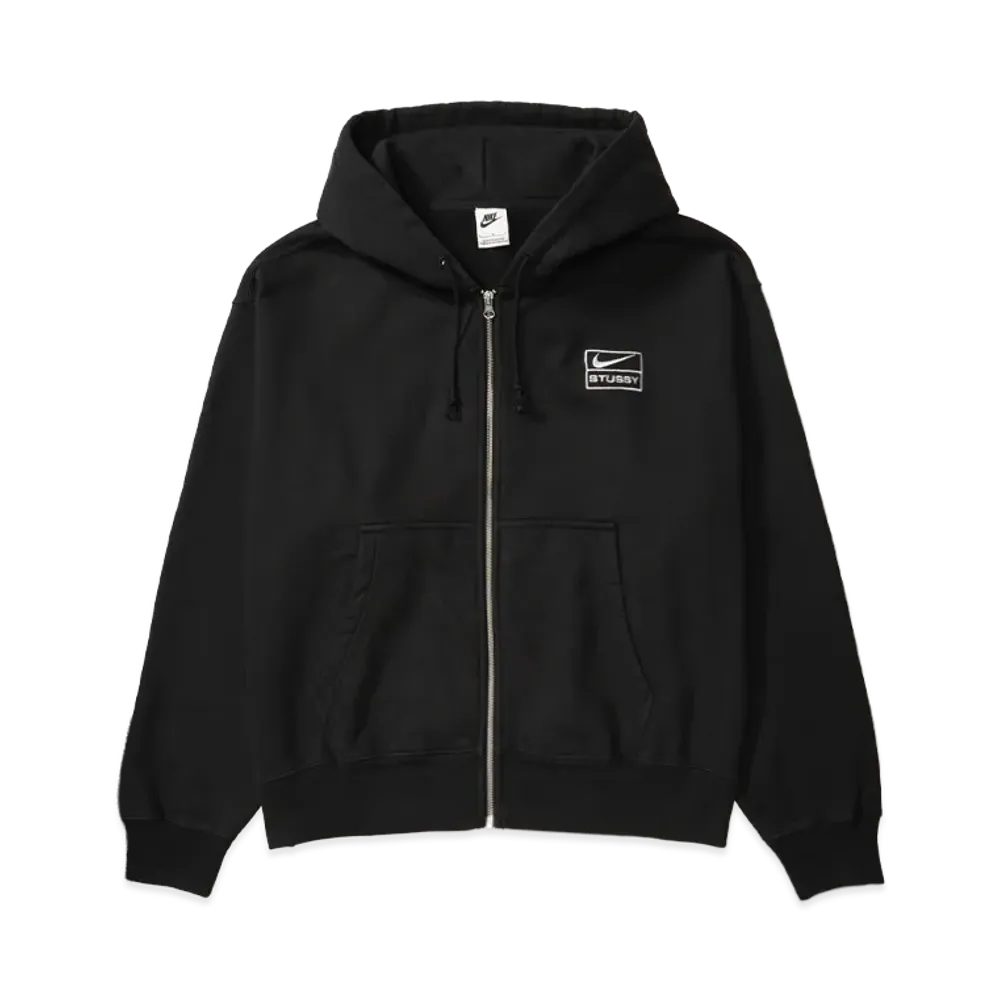 Stussy x Nike Stone Washed Fleece Zip Hoodie "Black" (US Size) FJ9175-010 