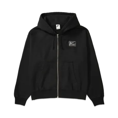 Stussy x Nike Stone Washed Fleece Zip Hoodie "Black" (US Size) FJ9175-010