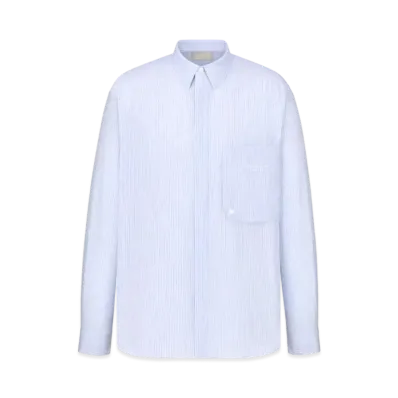 Dior Christian Dior Couture Embroidery Shirt Striped Cotton Poplin "Light Blue"