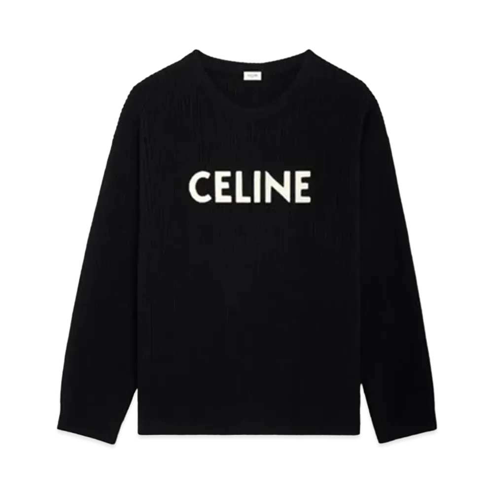 CELINE Oversized Celine Sweater In Ribbed Wool "Black"