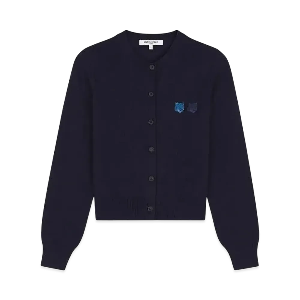Maison Kitsune Double Bold Fox Head Patch Regular Cardigan "Ink Blue"