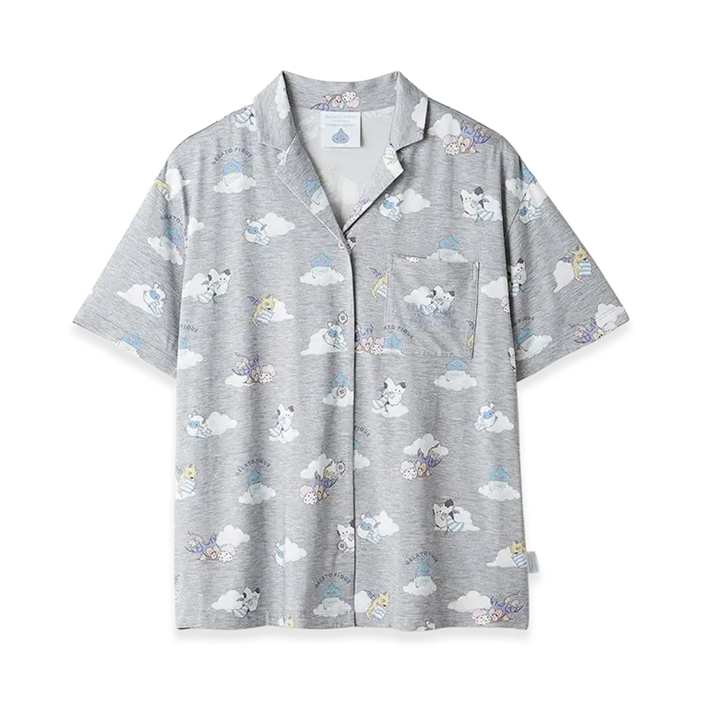 GELATO PIQUE x DRAGON QUEST Women's Allover Pattern S/S Shirt "Grey"