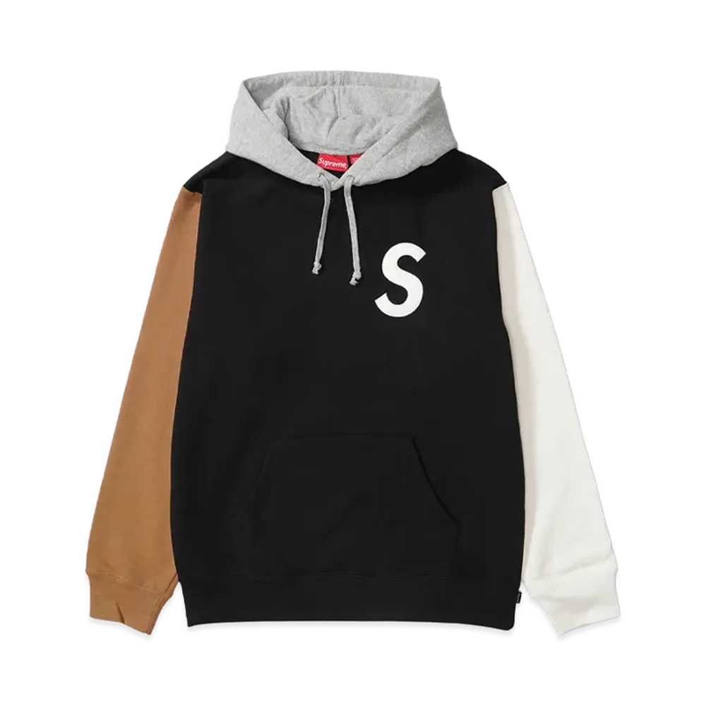 Supreme S Logo Colorblocked Hooded Sweatshirt "Black"