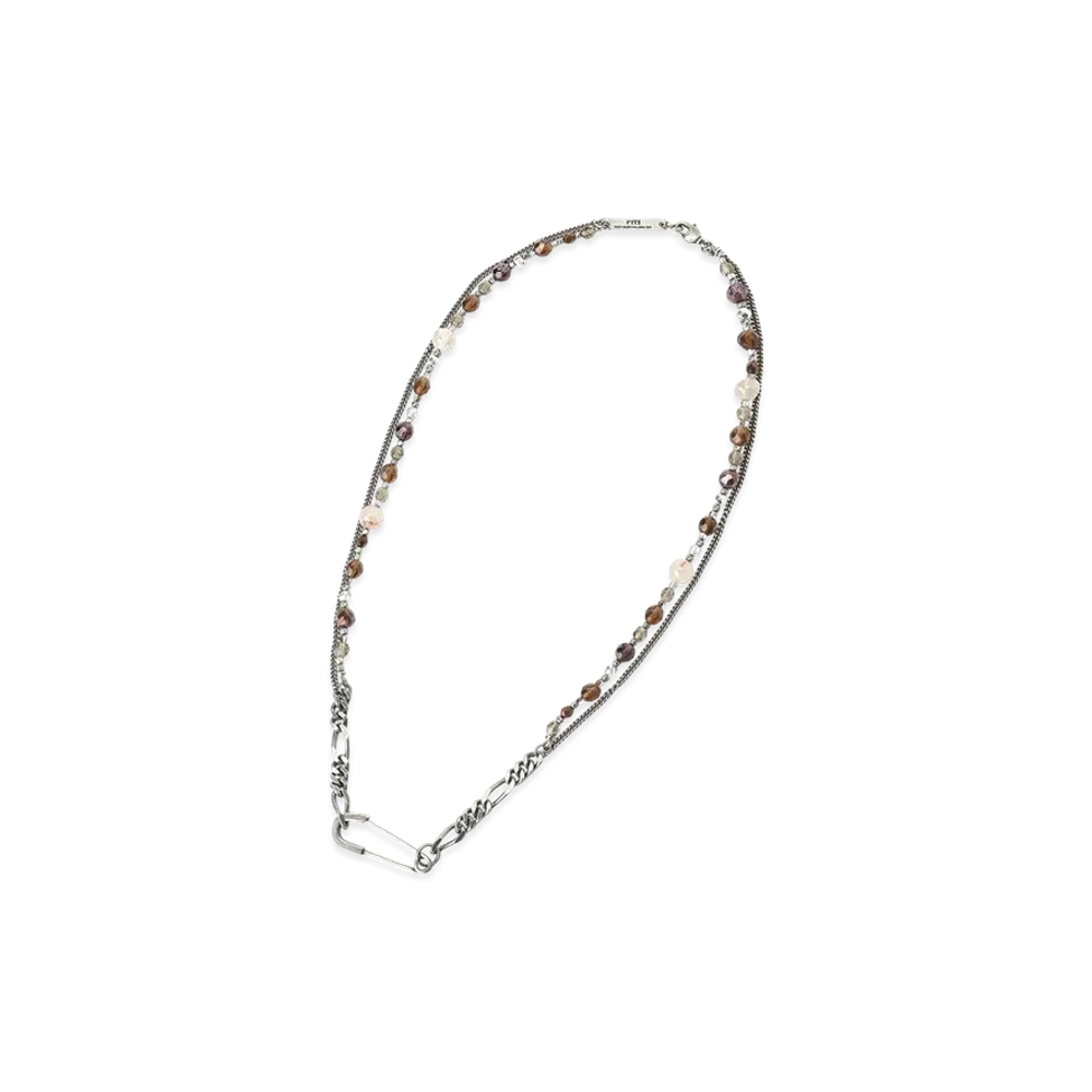 S'YTE Rutile Quartz Glass Beads Brass Necklace "Silver"