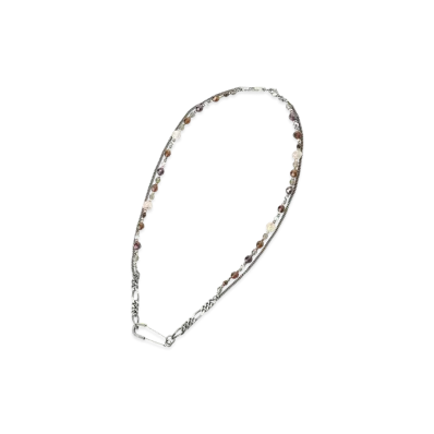 S'YTE Rutile Quartz Glass Beads Brass Necklace "Silver"