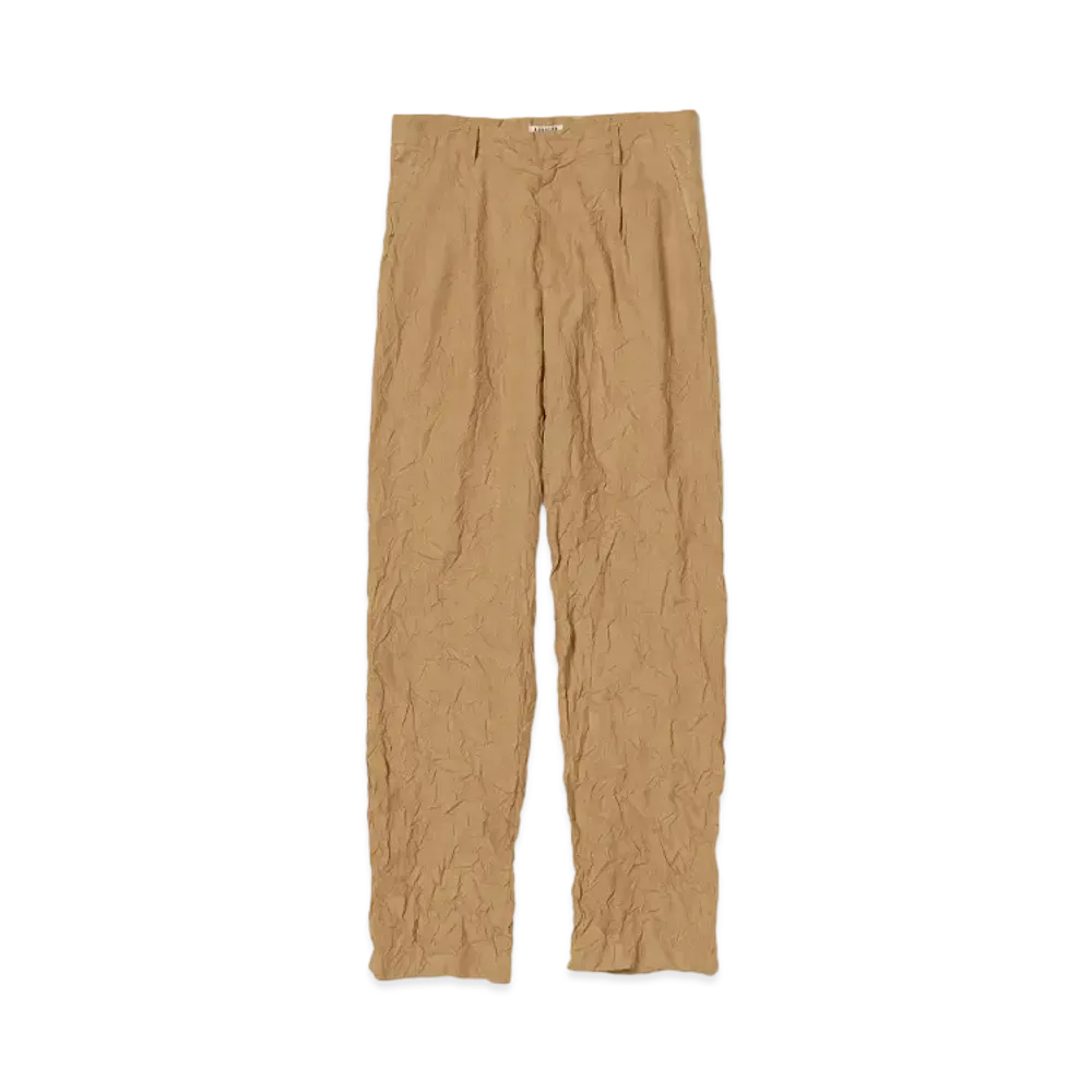 AURALEE Wrinkled Washed Finx Twill Pants "Brown"