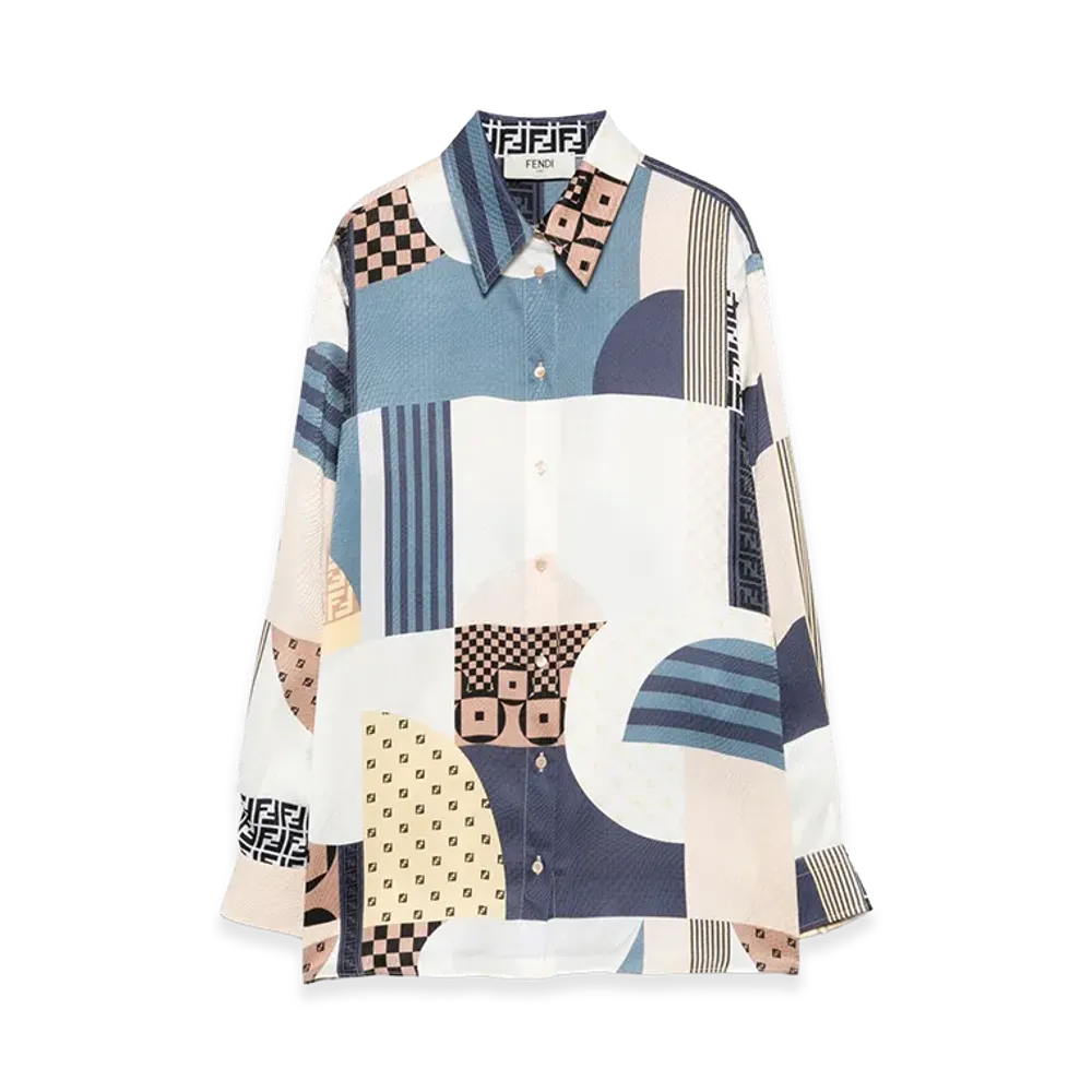 FENDI Women's Patchwork Silk Shirt "Multicolor"