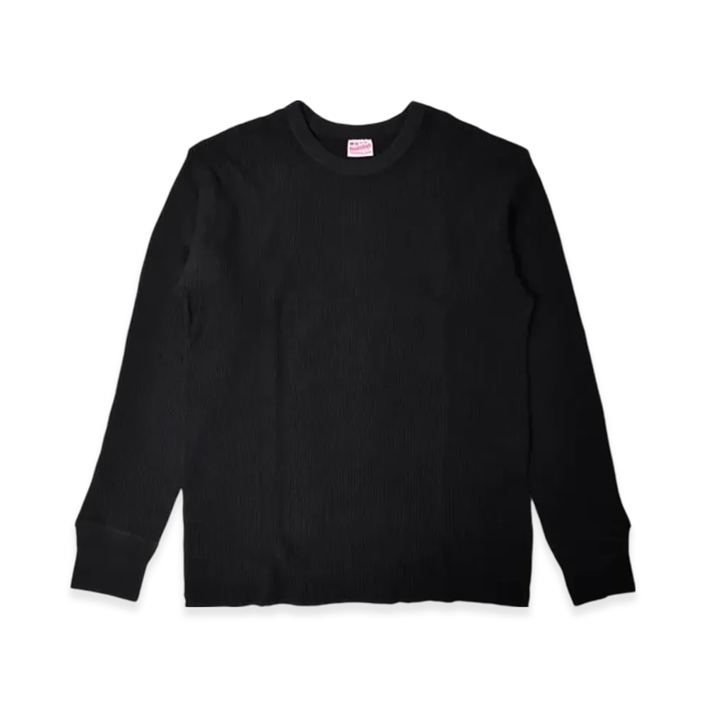 Healthknit Thermal King Crew Neck Long Sleeve T-Shirt "Black"