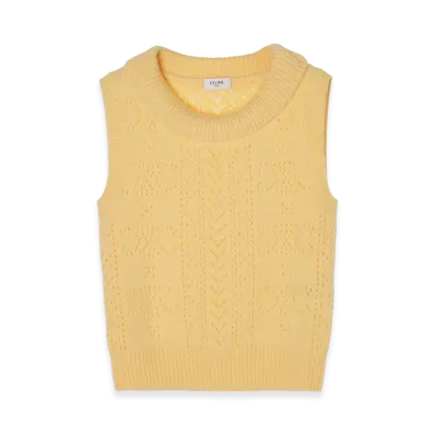 CELINE Pull Col Benitier Sans Manches "Paleyellow"